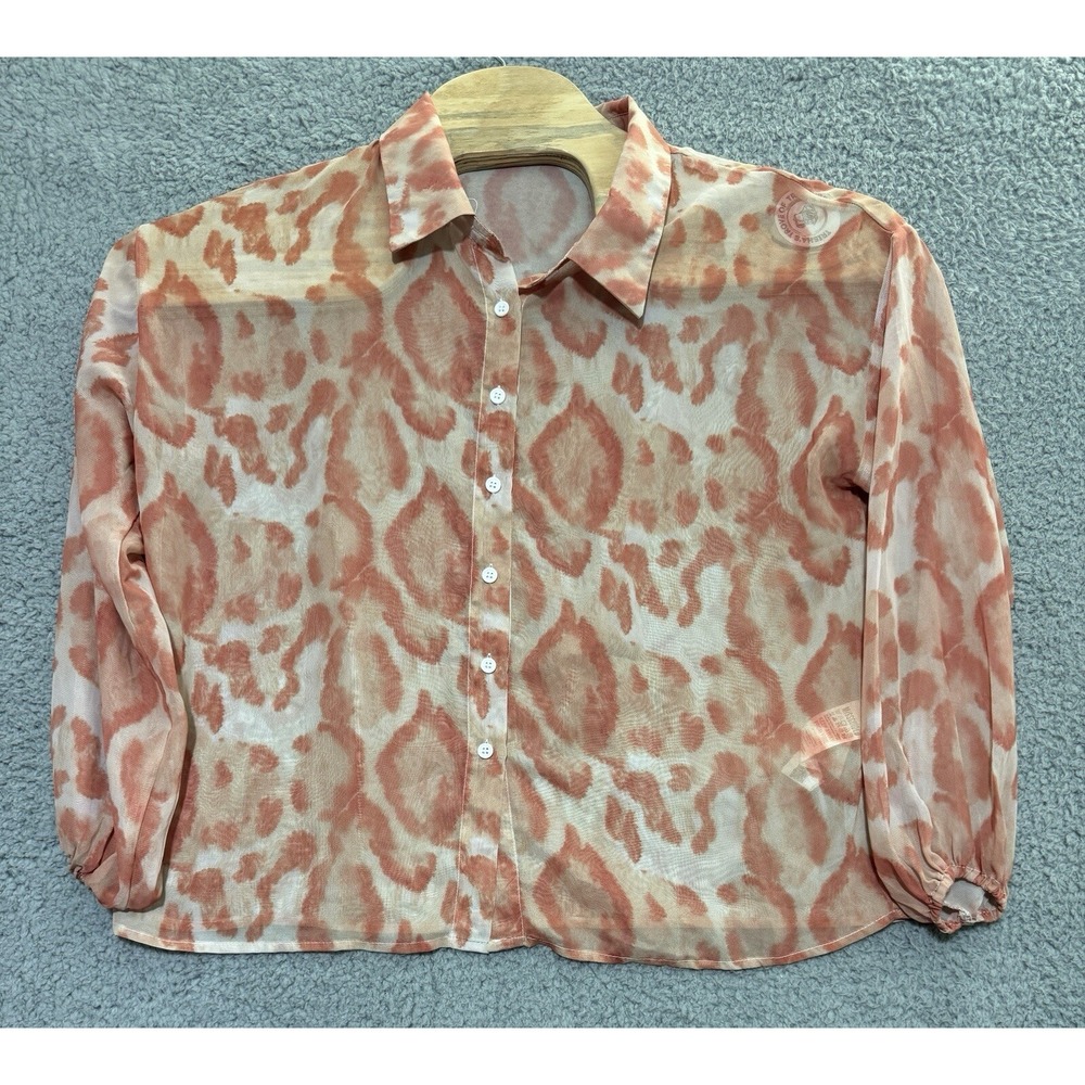 Missguided Chiffon Washed Leopard Print Shirt Sheer Womens Size 10